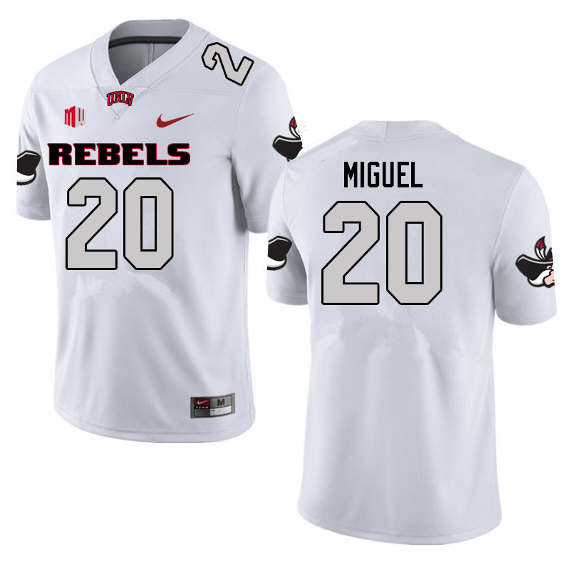 Men #20 Avery Miguel UNLV Rebels College Football Jerseys Sale-White